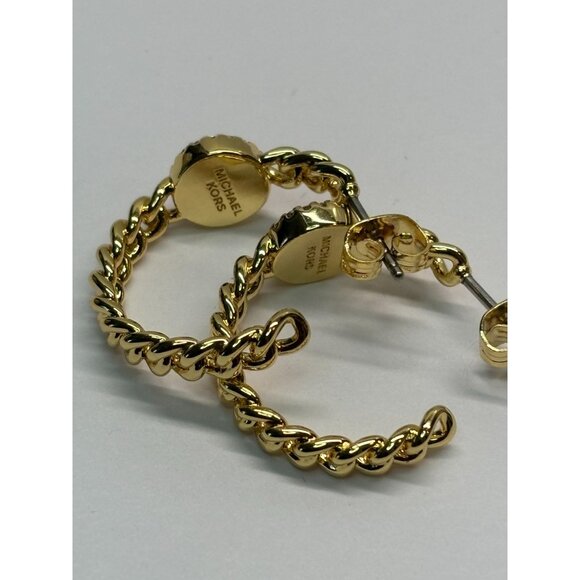 Michael Kors Gold-Tone Chain Link Hoop Earrings With Crystal Accents - Picture 4 of 6